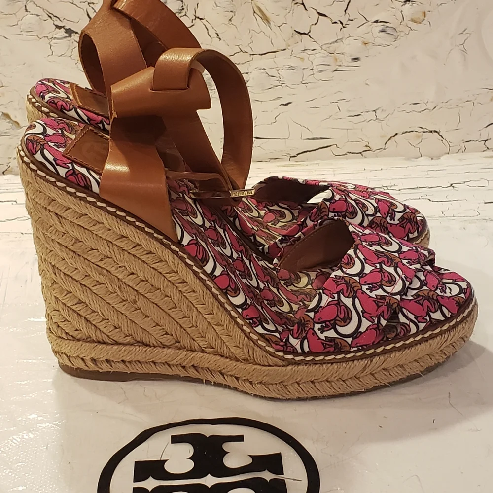 Tory Burch Wedge Espadrilles Jute Rope Designer Summer Beach